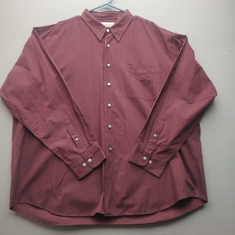 Fieldmaster Men's Maroon‎ Button Up Shirt Long Sleeve Pocket 2xL